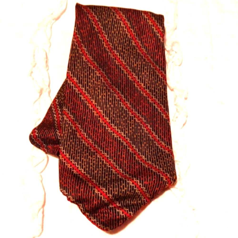 Christian Dior Monsieur Red and Brown Classic Tie Made In Italy